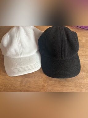 Zella Black and White Terry Faux Shearling Cap Pair